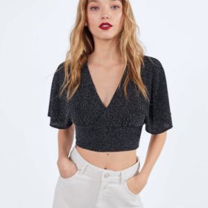 Shimmery T-shirt with open back